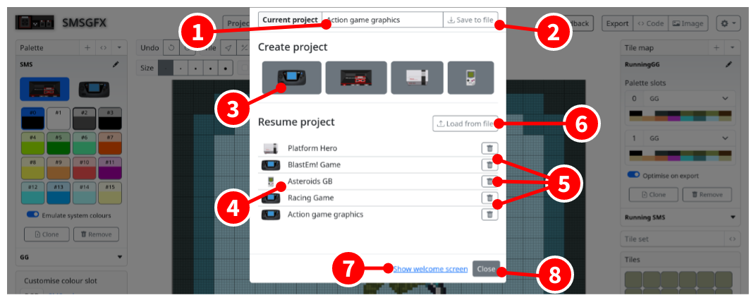 Project menu.