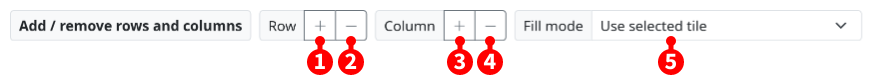 Tile editor, context toolbar, row and column mode.