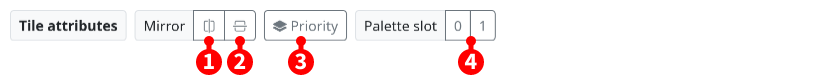 Tile editor, context toolbar, tile attributes tool.