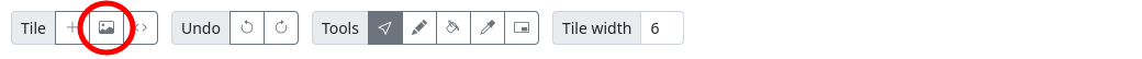 Where to find the import image toolbar button.