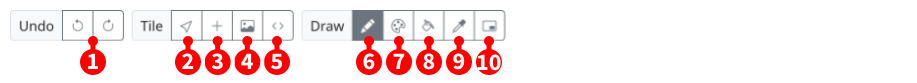 Tile editor, main toolbar, tile set mode.
